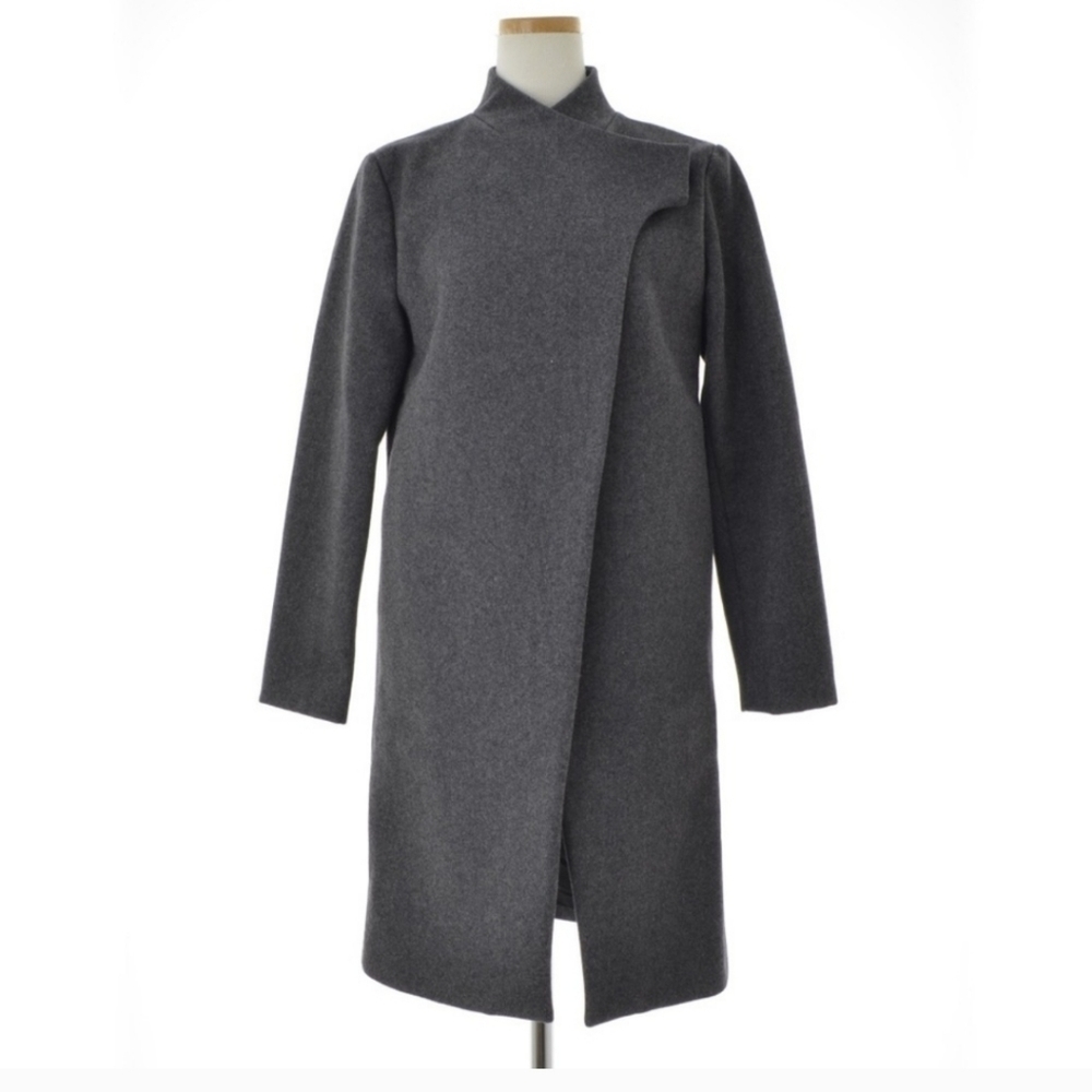 NEW Kate Spade Saturday Gray Wool Blend Pea Coat Snap Button Chest Closure